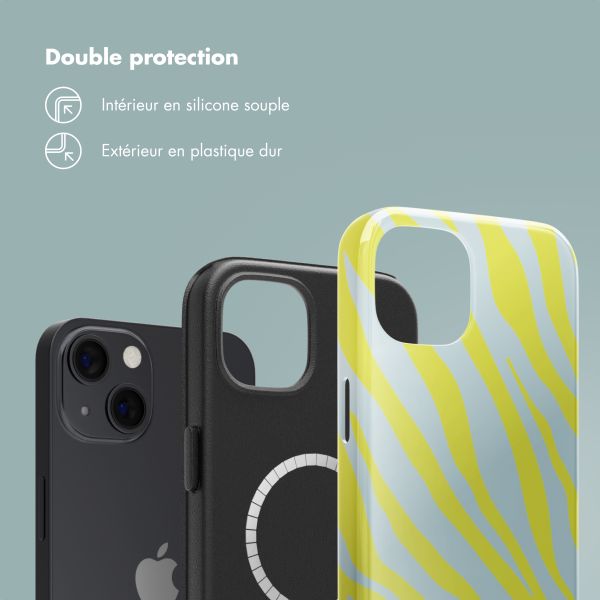 Selencia Coque arrière Vivid Tough avec MagSafe iPhone 13 - Zebra Winter Sky Titanium Yellow