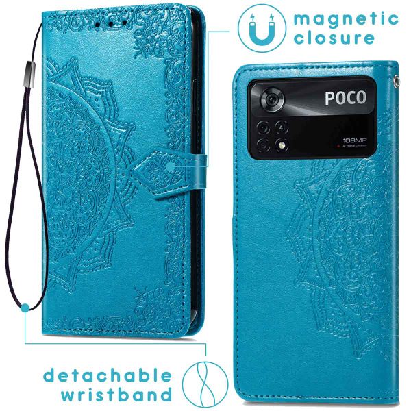 imoshion Etui de téléphone portefeuille Mandala Xiaomi Poco X4 Pro 5G - Turquoise