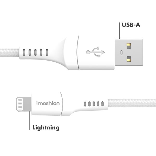 imoshion ﻿Câble Lightning vers USB - Non MFi - Textile tressé - 1 mètre - Blanc