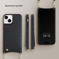 Selencia Coque arrière avec cordon et porte-cartes Nova iPhone 15 - Noir