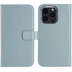 Selencia Étui portefeuille en cuir véritable Apple iPhone 16 Pro Max - Air Blue