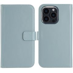 Selencia Étui de téléphone portefeuille en cuir véritable iPhone 16 Pro Max - Air Blue