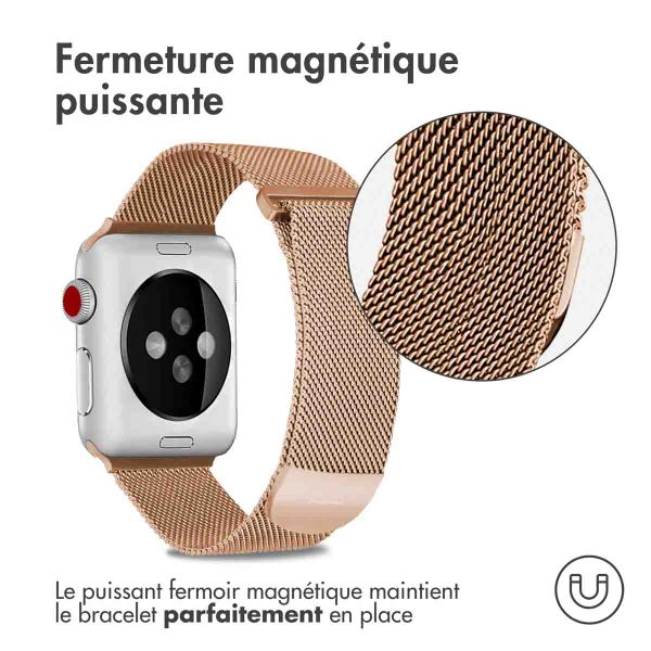 imoshion Bracelet magnétique milanais Apple Watch Series 1 - 9 / SE (38/40/41 mm) | Series 10 / 11 (42 mm) - Taille S - Rose Doré