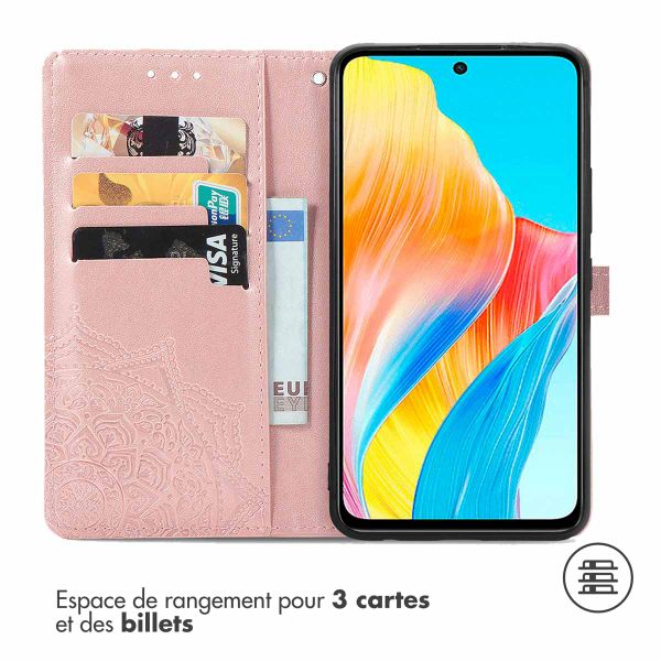 imoshion Etui de téléphone portefeuille Mandala Oppo A98 - Rose Dorée