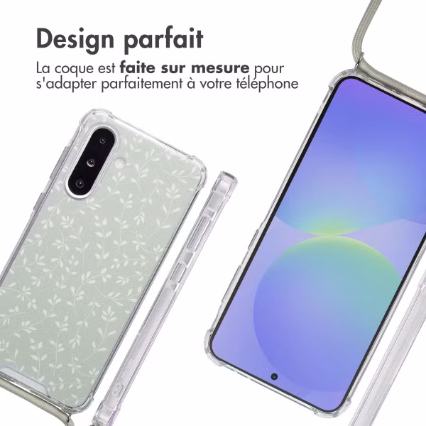 imoshion Coque Design avec cordon Samsung Galaxy A26 - Smoke Green Flowers