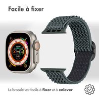 imoshion Bande élastique en nylon Apple Watch Series 1-10 / SE / Ultra (2) - 42/44/45/46/49 mm - Gris foncé