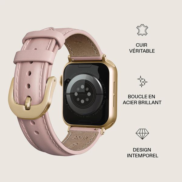 Burga Bracelet en cuir véritable Apple Watch | 38/40/41/42 mm - Pillow Talk / Gold