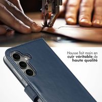 Selencia Étui portefeuille en cuir véritable Samsung Galaxy S25 Plus - Bleu