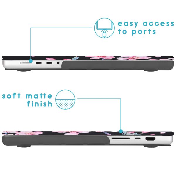 imoshion Coque Design Laptop pour MacBook Pro 16 pouces (2021) / Pro 16 pouces (2023) M3 chip - A2485 / A2780 / A2991 / A3186 / A3403 - Blossom Watercolor Black