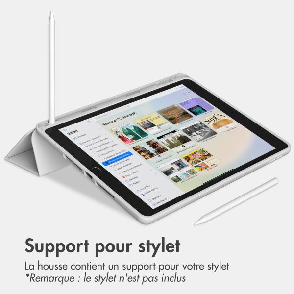 Accezz Étui de téléphone portefeuille Smart Silicone iPad 9 (2021) 10.2 / iPad 8 (2020) 10.2 / iPad 7 (2019) 10.2 - Gris