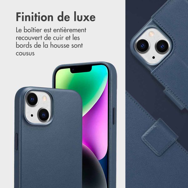 Accezz Étui de télephone portefeuille en cuir 2-en-1 avec MagSafe Apple iPhone 14 - Nightfall Blue
