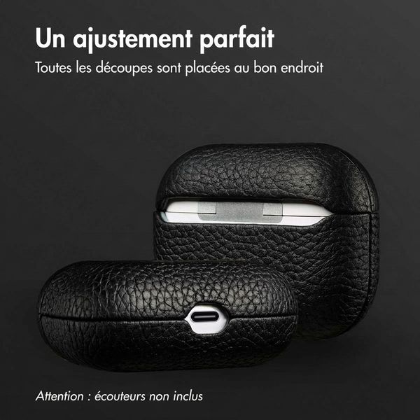 Accezz Coque en cuir véritable  Apple Airpods Pro - Noir