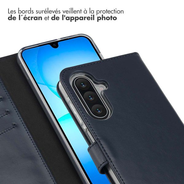 Selencia Étui portefeuille en cuir véritable Samsung Galaxy A17 - Bleu