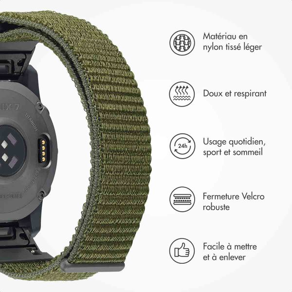 imoshion Bracelet QuickFit® en nylon  - Connexion Garmin 22 mm - Taille L/XL - Vert