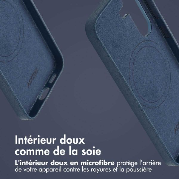 Accezz Coque arrière en cuir avec Magsafe Samsung Galaxy S25 - Nightfall Blue