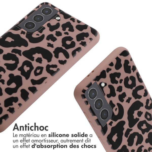 imoshion Coque design en silicone avec cordon Samsung Galaxy S21 - Animal Pink