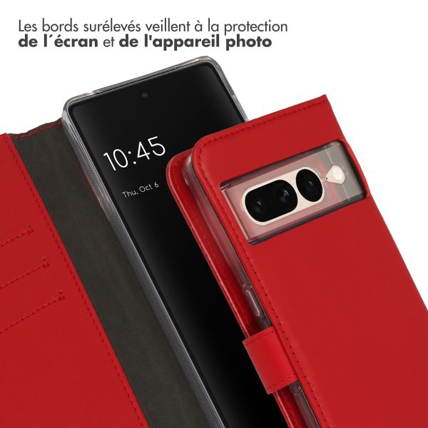 Selencia Étui portefeuille en cuir véritable Google Pixel 7 Pro - Rouge