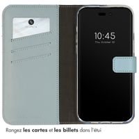 Selencia Étui de téléphone portefeuille en cuir véritable iPhone 14 Pro Max - Air Blue