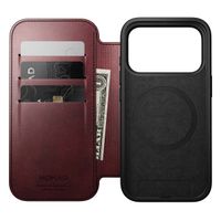 Nomad Étui de style livre folio moderne en cuir Horween avec MagSafe Apple iPhone 17 Pro - Burgundy