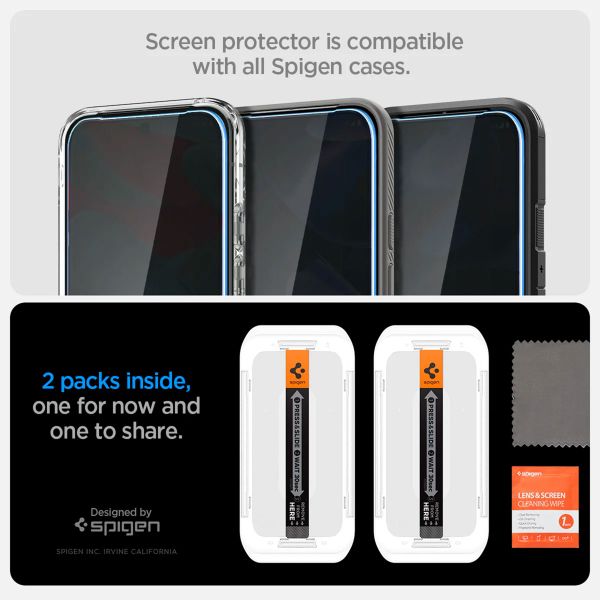 Spigen Protection d'écran en verre trempé GLAStR Privacy Applicator Google Pixel 9 Pro XL / 10 Pro XL