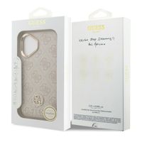 Guess Coque arrière en cuir avec logo Strass classique et MagSafe Apple iPhone 17 - Rose