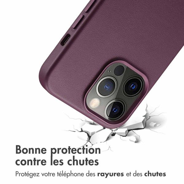 Accezz Coque arrière en cuir avec MagSafe iPhone 13 Pro - Heath Purple