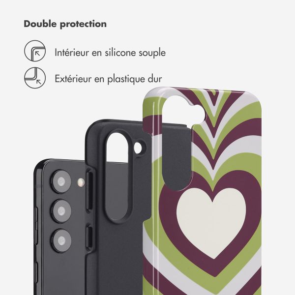 Selencia Coque arrière Vivid Tough Samsung Galaxy S23 - Double Hearts Plum Fern