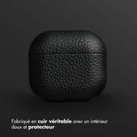 Accezz Coque en Cuir véritable Apple AirPods 4 - Noir