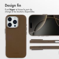 Accezz Coque arrière en cuir avec MagSafe Apple iPhone 16 Pro - Marron café