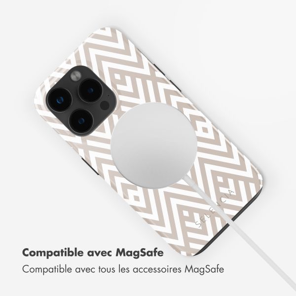 Selencia Coque arrière Vivid Tough avec MagSafe iPhone 15 Pro Max - Beige Zigzag