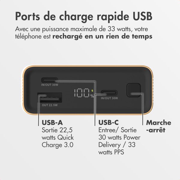 imoshion Ultra Series Aluminium | Batterie externe 20.000 mAh - Charge rapide jusqu'à 33 watts - Or