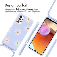 imoshion Coque design en silicone avec cordon Samsung Galaxy A32 (4G) - Lila Flower Distance