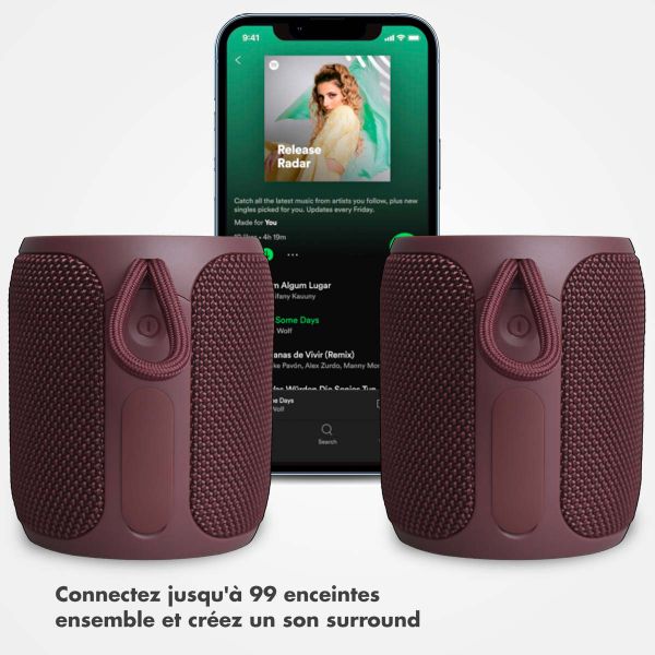 Selencia AquaPlay Enceinte Bluetooth - Enceinte sans fil - Étanche - Bordeaux