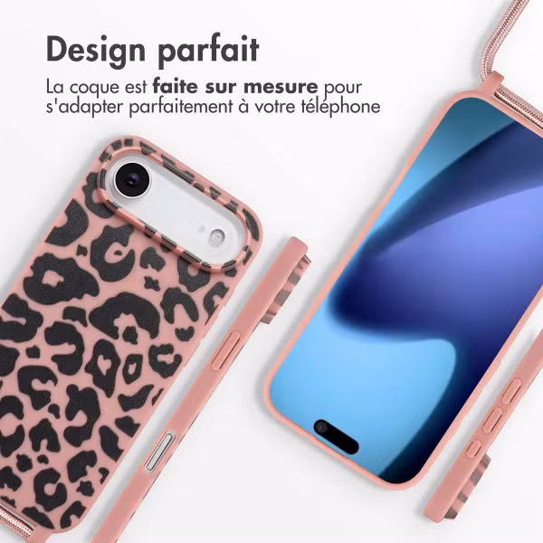 imoshion Coque design en silicone avec cordon Apple iPhone Air - Animal Pink