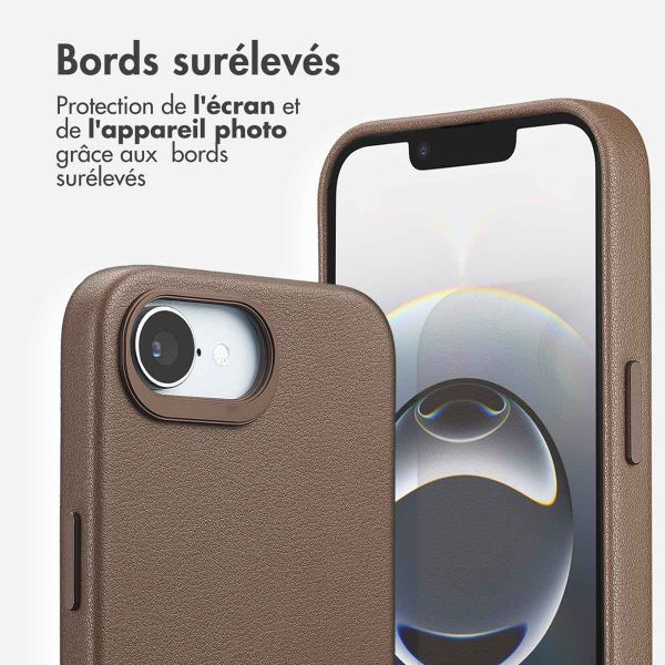 Accezz Coque arrière en cuir avec MagSafe Apple iPhone 16e - Marron café