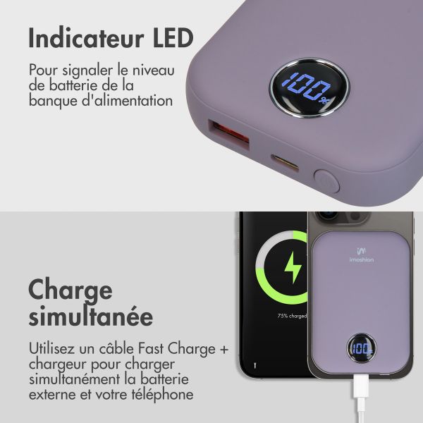 imoshion Batterie externe MagSafe - 10.000 mAh - Batterie externe sans fil - Violet