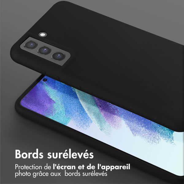 Selencia Coque silicone avec cordon amovible Samsung Galaxy S21 FE - Noir