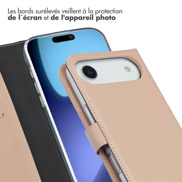 Selencia Étui portefeuille en cuir véritable Apple iPhone Air - Dusty Pink