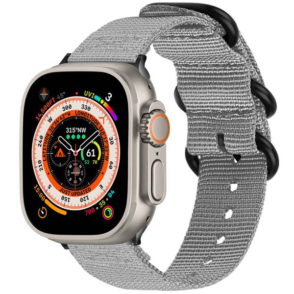 imoshion Bracelet en nylon Apple Watch Series 1-10 / SE / Ultra (2) - 42/44/45/46/49 mm - Gris clair