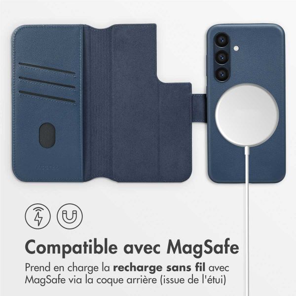 Accezz Étui de télephone portefeuille en cuir 2-en-1 avec MagSafe Samsung Galaxy S24 - Nightfall Blue