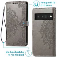 imoshion Etui de téléphone portefeuille Mandala Google Pixel 6 Pro - Gris