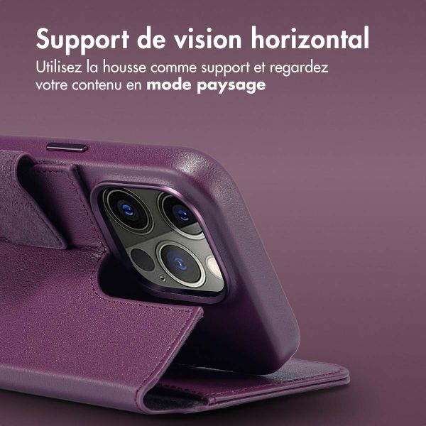 Accezz Étui de téléphone portefeuille en cuir 2-en-1 avec MagSafe iPhone 14 Pro - Heath Purple