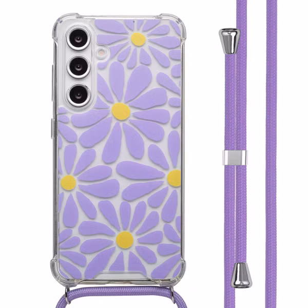 imoshion Coque Design avec cordon Samsung Galaxy S24 FE - Tropical Violet Flowers Connect