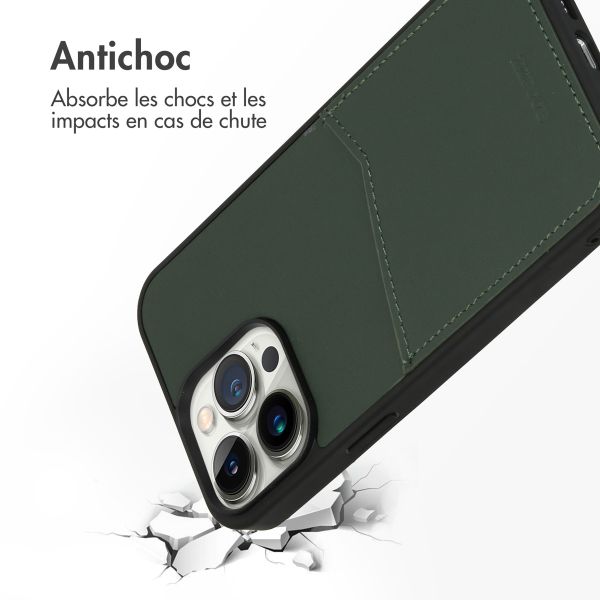 Accezz Coque en cuir de qualité supérieure avec fentes pour cartes Apple iPhone 14 Pro Max - Vert