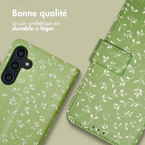 imoshion ﻿Étui de téléphone portefeuille Design Samsung Galaxy A14 (5G/4G) - Green Flowers