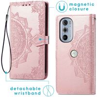 imoshion Etui de téléphone portefeuille Mandala Motorola Edge 30 Pro / Edge Plus (2022) - Rose Dorée