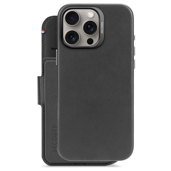 Decoded Portefeuille détachable 2 en 1 en cuir MagSafe Apple iPhone 16 Pro Max - Noir