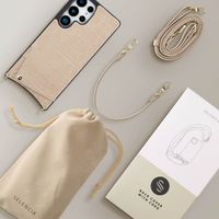 Selencia Coque de télephone Nova Croco avec cordon et porte-cartes Samsung Galaxy S25 Ultra - Beige