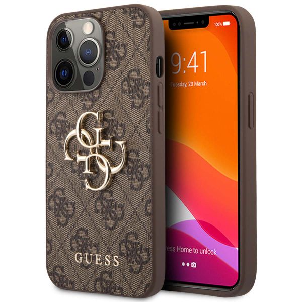 Guess Coque 4G Metal Logo Backcover iPhone 13 Pro - Brun