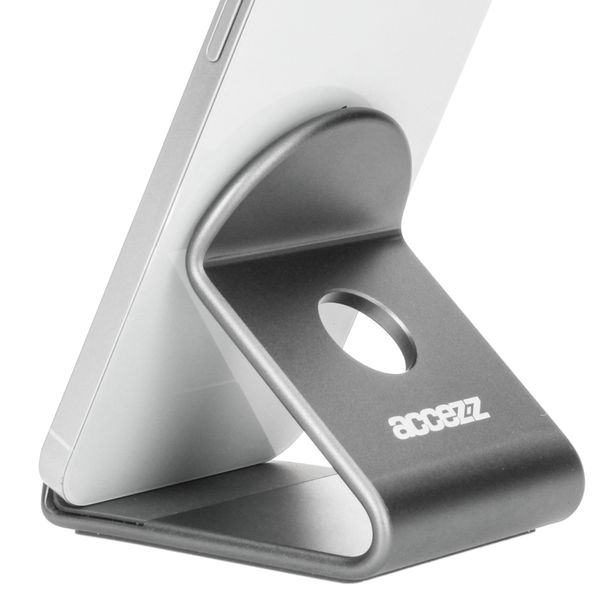 Accezz Support de téléphone de bureau iPhone 15 - Support de tablette de bureau - Premium - Aluminium - Gris